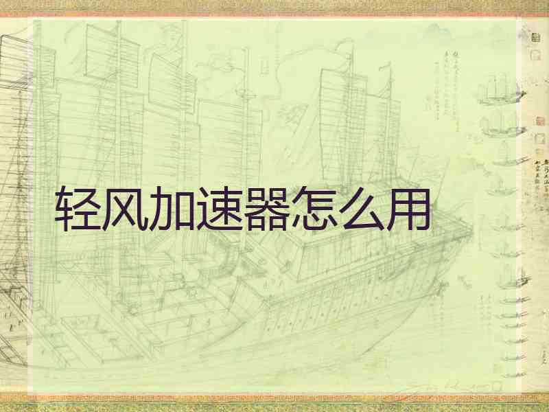 轻风加速器怎么用